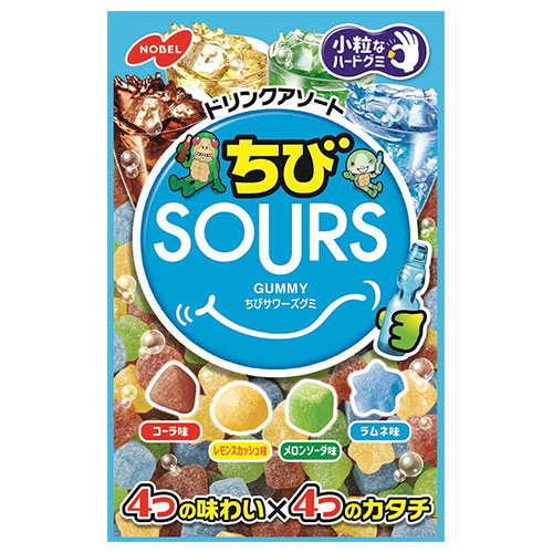 ノーベル製菓 ちびサワーズ(SOURS) ドリンクアソート 80g×6袋入|グミ 弾力ハードグミ おやつ SOURS
