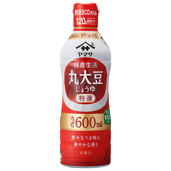 ヤマサ醤油 鮮度生活 特選丸大豆しょうゆ 600mlペットボトル×12本入|一般食品 調味料 しょうゆ 醤油 PET