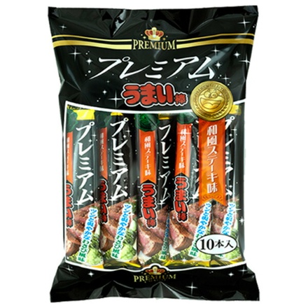 やおきん プレミアムうまい棒 和風ステーキ 90g(9g×10本)×12本入|お菓子 スナック菓子 駄菓子 うまい棒 プレミアム 和風 ステーキ味