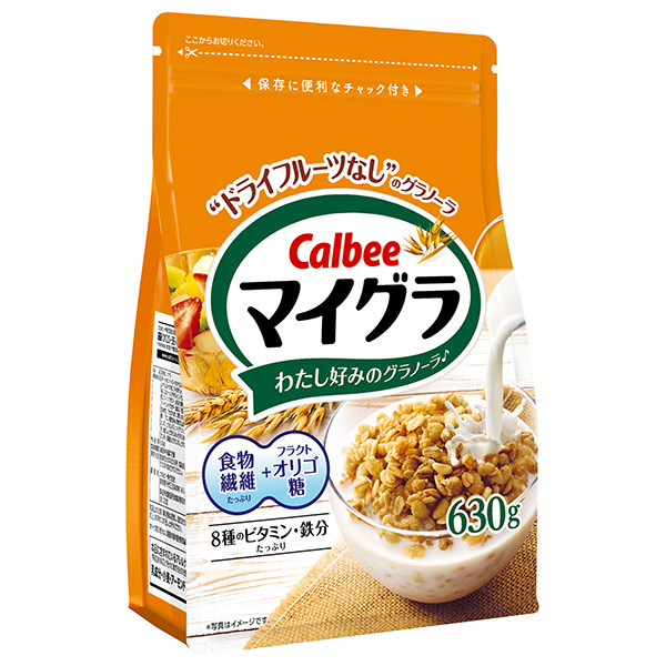 カルビー マイグラ 630g×6袋入 メーカー 問屋直送|シリアル グラノーラ 食物繊維 オリゴ糖 鉄分 ビタミン