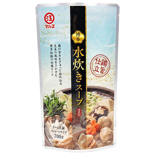 マルエ醤油 博多水炊きスープ 鶏旨仕立 700g×12袋入|一般食品 調味料 鍋スープ 鍋スープ 鍋つゆ 水炊き 鶏 3~4人前