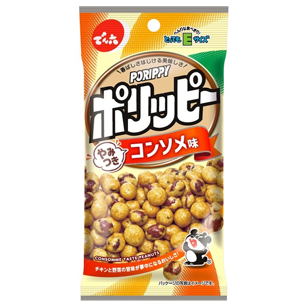 でん六 Eサイズ ポリッピー やみつきコンソメ味 40g×10袋入|お菓子 袋 豆菓子 おつまみ