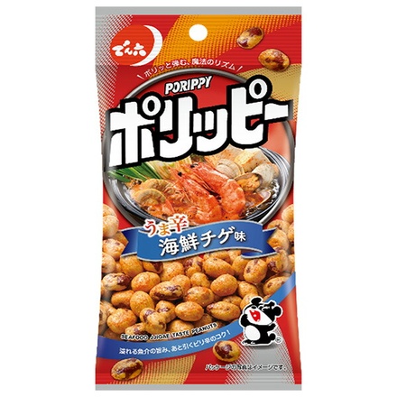 でん六 Eサイズ ポリッピー 海鮮チゲ味 40g×10袋入|お菓子 袋 豆菓子 おつまみ 旨辛 海鮮チゲ ピリ辛 豆スナック まとめ買い 珍味