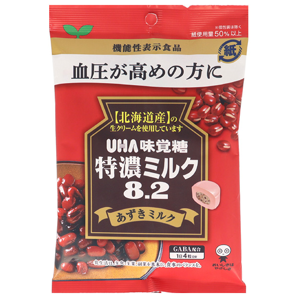 UHA味覚糖 特濃ミルク8.2 あずきミルク 93g×6袋入|お菓子 飴 キャンディー 特濃 ミルク