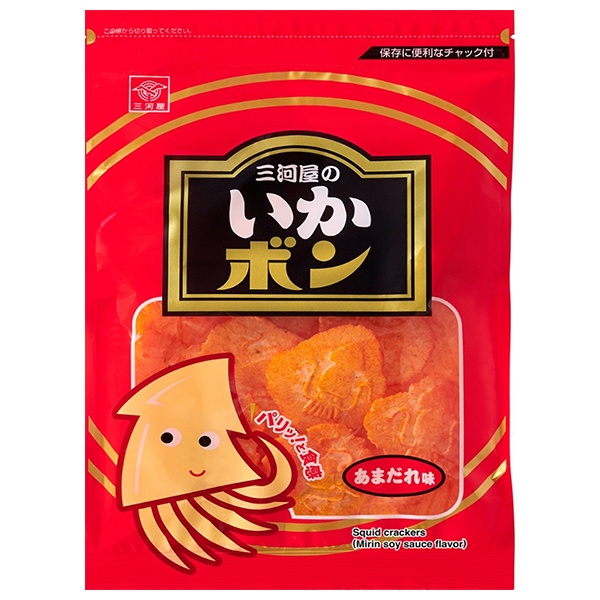 三河屋製菓 いかボン 85g×12袋入 メーカー 問屋直送|お菓子 おつまみ せんべい 袋 イカ あまだれ味