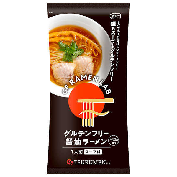 ケンミン グルテンフリー醤油ラーメン 136g×10袋入|GF RAMEN LAB グルテンフリー 醤油 ラーメン インスタント 袋麺 米粉麺 TSURUMEN