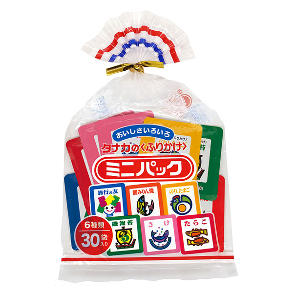 田中食品 ミニパック30P詰合せ 60g(2g×30P)×5袋入|ふりかけ 旅行の友 鰹みりん焼 のりたまご 磯海苔 さけ たらこ