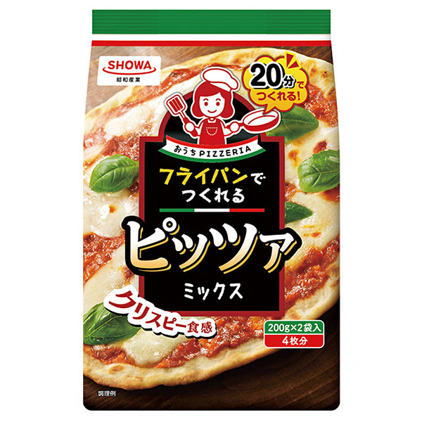 昭和産業 (SHOWA) フライパンでつくれるピッツァミックス 400g(200g×2袋)×6袋入|ミックス粉 ピザ 粉 生地ミックス
