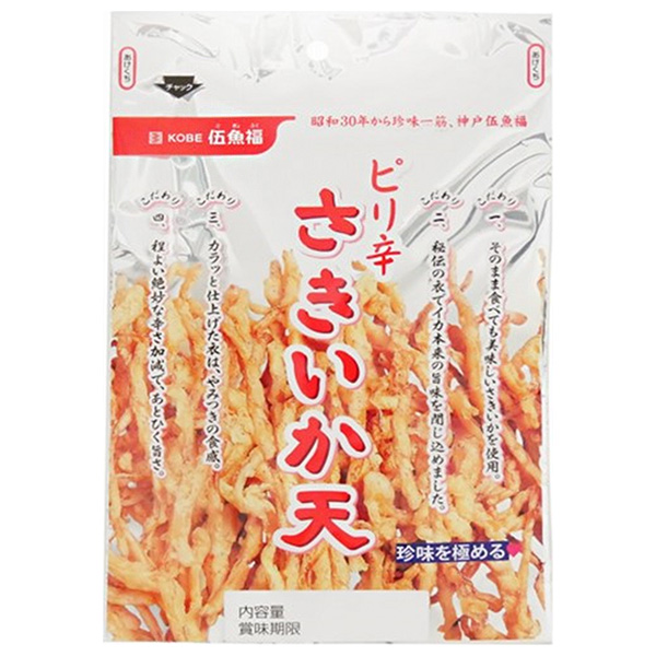 伍魚福 ピリ辛さきいか天 80g×5袋入×(2ケース)|イカ天 イカ 菓子 珍味 おつまみ
