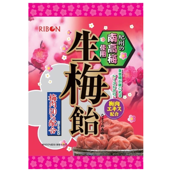 メーカー/問屋直送品・代引不可】リボン 生梅飴 90g×12袋入| お菓子 あめ キャンディー 飴 袋