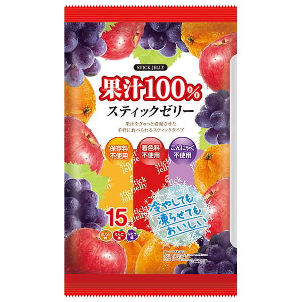 リボン 果汁100% スティックゼリー 15本×12袋入 メーカー 問屋直送|お菓子 おやつ ゼリー フルーツ