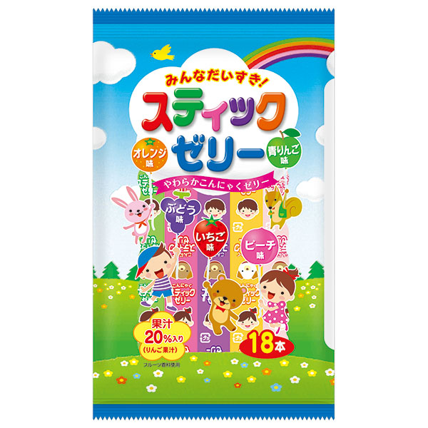 リボン みんなだいすき!スティックゼリー 18本×12袋入 メーカー 問屋直送|お菓子 おやつ ゼリー フルーツ