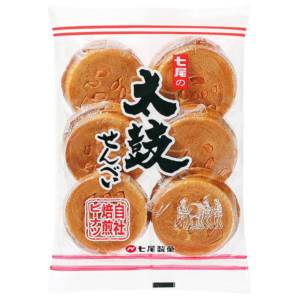 七尾製菓 太鼓せんべい 12枚×10袋入|お菓子 おつまみ・せんべい 袋 ピーナッツ