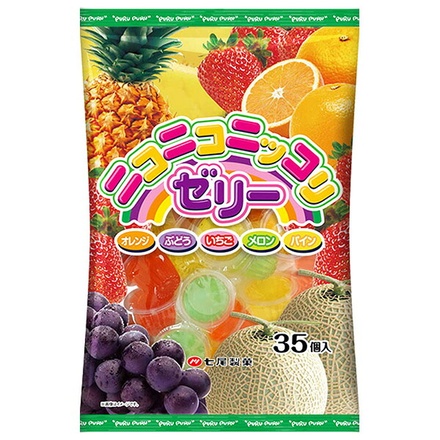 七尾製菓 ニコニコニッコリゼリー 35個×10袋入 メーカー 問屋直送|果汁ゼリー 人気ゼリー 子ども向けゼリー 5種類 多種類 大容量 個別 カラフル ゼリー