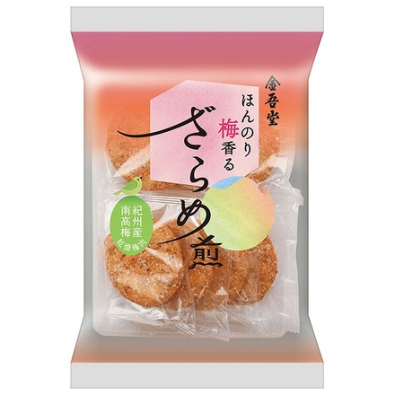 金吾堂製菓 ほんのり梅香る ざらめ煎 7枚×12袋入|せんべい 袋 梅味 ざらめ 大粒ざらめ 乾燥梅肉 さわやか お菓子