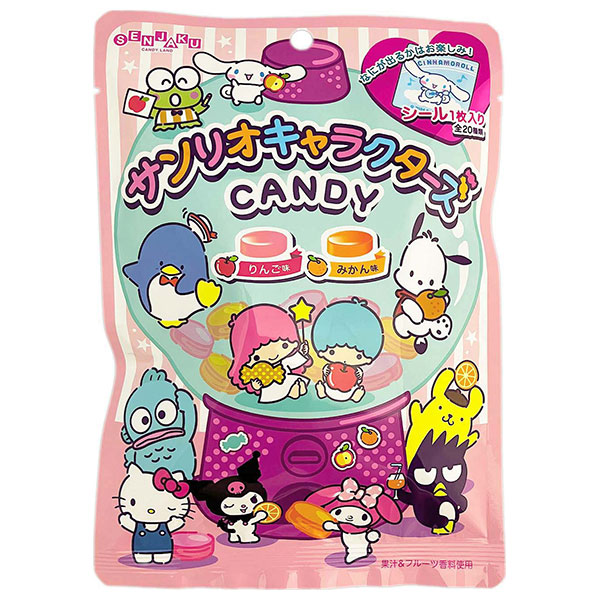 扇雀飴本舗 サンリオキャラクターズ CANDY 50g×10袋入|お菓子 飴 あめ 袋 フルーツ 果汁 サンリオ おまけシール りんご みかん