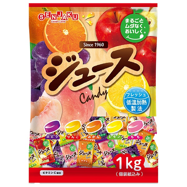 扇雀飴本舗 ジュースキャンデー 1kg×8袋入|お菓子 キャンディ 飴 フルーツ アソート