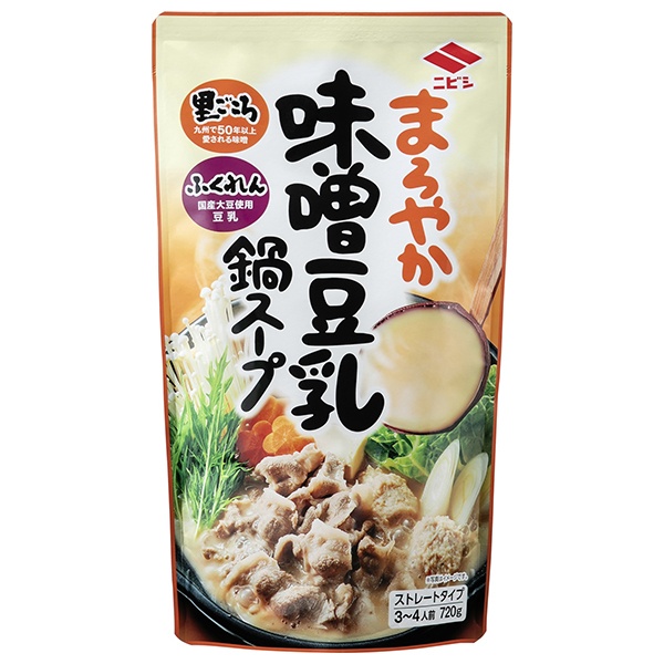 ニビシ醤油 まろやか 味噌豆乳 鍋スープ 720g×10袋入|調味料 鍋スープ 鍋つゆ だし