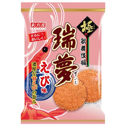 天乃屋 歌舞伎揚 瑞夢 えび味 6枚×12袋入|お菓子 おつまみ・せんべい 揚げせんべい かぶき