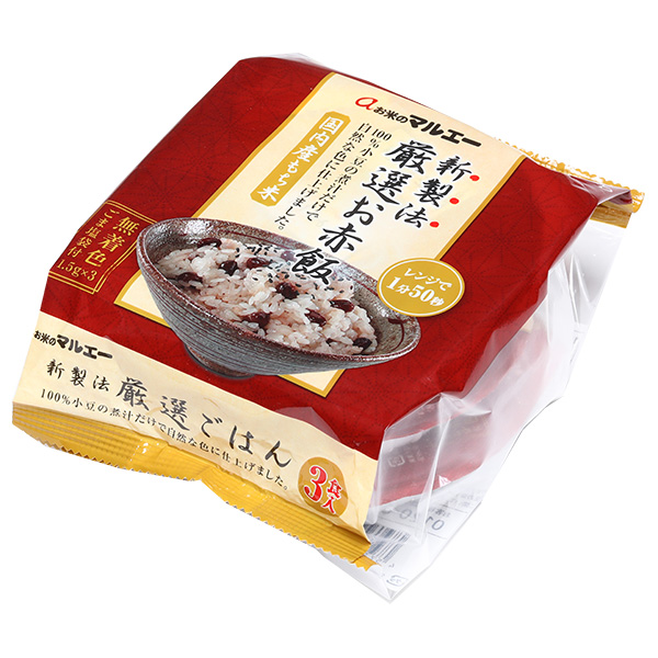 マルエー食糧 新製法 厳選お赤飯 (160g×3)×12個入|一般食品 レトルト 赤飯 レンジ 3食