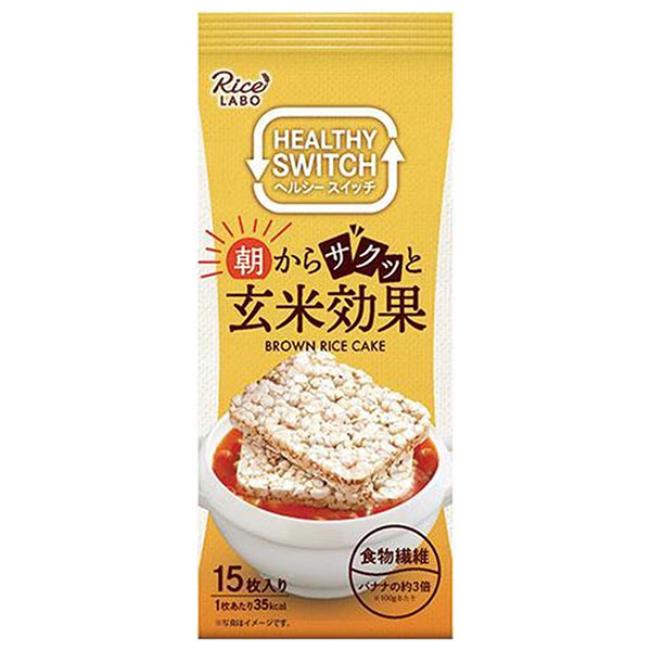 幸福米穀 朝からサクッと玄米効果 ブラウンライスケーキ 15枚×12(6×2)袋入|米 お菓子