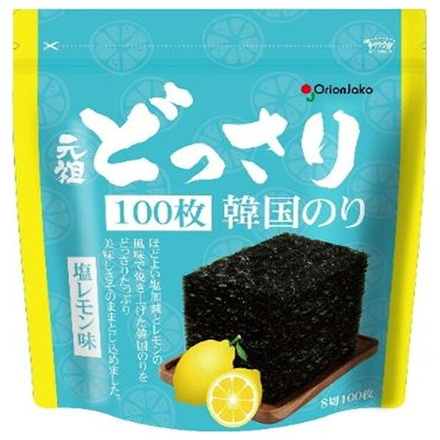 オリオンジャコー どっさり韓国のり 塩レモン味 8切100枚×6袋入|乾物 味付のり 海苔 韓国のり 塩レモン ごはん おつまみ アレンジ 使い方 通販