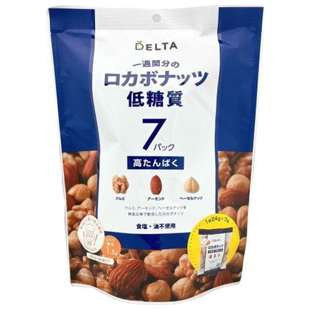 デルタ 一週間分のロカボナッツ 168g(24g×7)×10袋入 メーカー 問屋直送|ロカボ ナッツ 低糖質 デルタ 高たんぱく 7パック 食塩 油不使用
