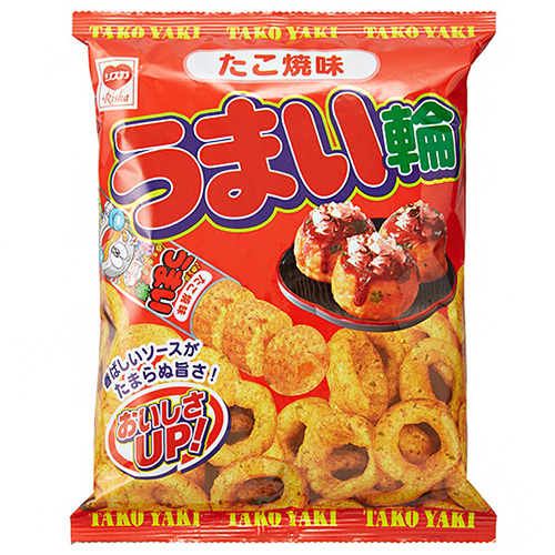 リスカ うまい輪たこ焼味 75g×12袋入 メーカー 問屋直送|お菓子 スナック菓子 たこやき