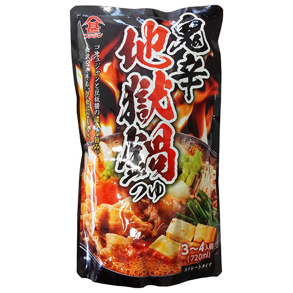 富士甚醤油 鬼辛 地獄鍋つゆ ストレート 720ml×12袋入|調味料 鍋スープ 鍋つゆ だし 辛 ストレート