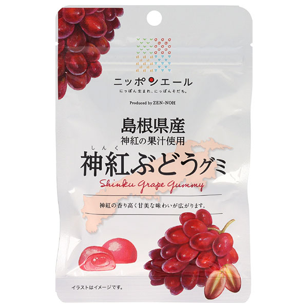 JA全農 ニッポンエール 島根県産神紅ぶどう グミ 40g×10袋入|お菓子 グミ 国産 日本産 全農
