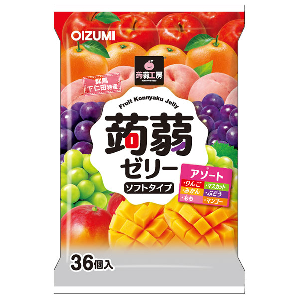 オーイズミ下仁田 蒟蒻工房 蒟蒻ゼリー アソート 36個入×12袋入|OIZUMI おやつ 生菓子 こんにゃくゼリー ゼリー ダイエット ぶどう みかん もも マスカット りんご マンゴー
