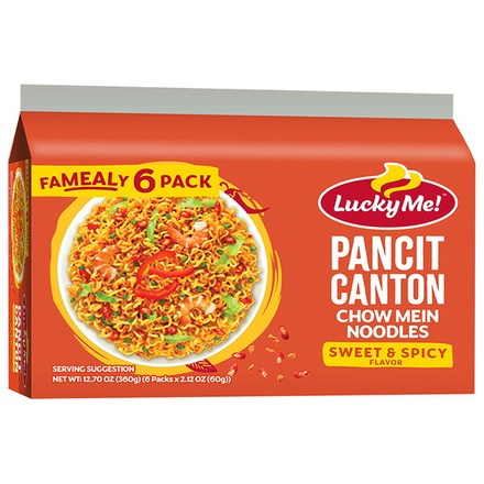 イマイ MON パンシットC スィート&スパイシー 360g(60gX6)×12袋入|ラーメン インスタント 袋麺 ラッキーミー パンシット フィリピン 焼きそば スパイシー