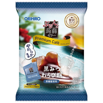 オリヒロ ぷるんと蒟蒻ゼリー プレミアムカフェ 黒みつわらび餅 (20gパウチ×10個)×12袋入|お菓子 こんにゃくゼリー おやつ わらび餅