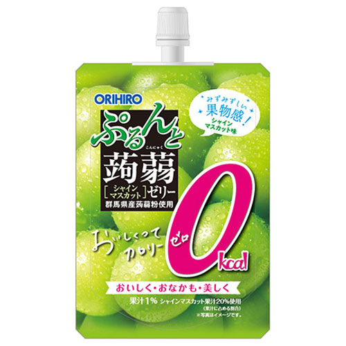 オリヒロ ぷるんと蒟蒻ゼリー カロリーゼロ シャインマスカット 130gパウチ×48本入|ゼリー ゼリー飲料 こんにゃくゼリー マスカット