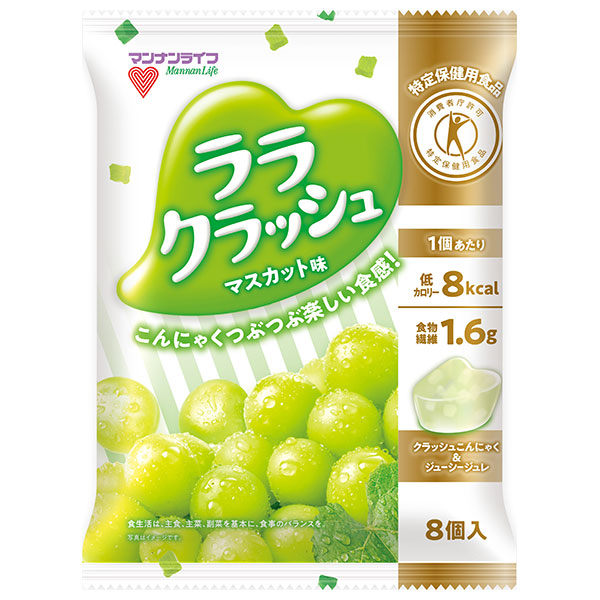 マンナンライフ 蒟蒻畑 ララクラッシュ マスカット味【特定保健用食品 特保】 (24g×8個)×12袋入×(2ケース)|こんにゃくゼリー 菓子 葡萄 おなかの調子