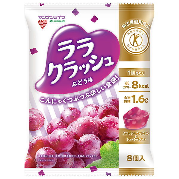 マンナンライフ 蒟蒻畑 ララクラッシュ ぶどう味【特定保健用食品 特保】 (24g×8個)×12袋入×(2ケース)|こんにゃくゼリー 菓子 葡萄 おなかの調子を整える
