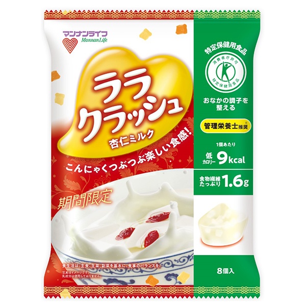 マンナンライフ 蒟蒻畑ララクラッシュ 杏仁ミルク (24g×8個)×12袋入|こんにゃくゼリー 菓子 杏仁