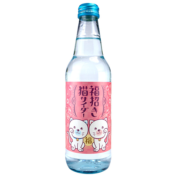 木村飲料 福招き猫サイダー 340ml瓶×20本入|炭酸飲料 サイダー