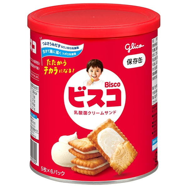 江崎グリコ ビスコ保存缶 30枚×10個入|菓子 おやつ ビスケット 乳酸菌 長期保存