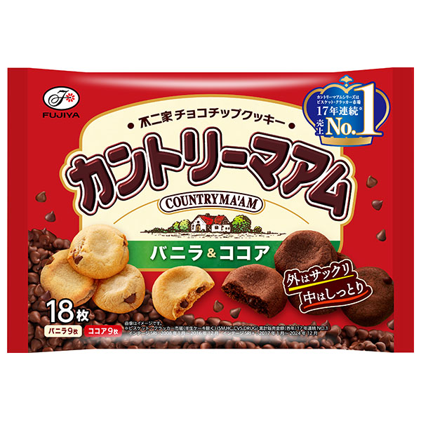 不二家 カントリーマアム バニラ&ココア 18枚×18袋入|お菓子 クッキー 袋 カントリーマアム バニラ ココア