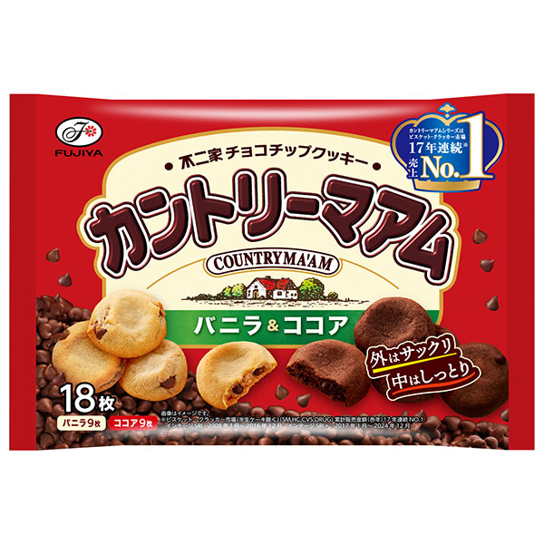 不二家 カントリーマアム バニラ&ココア 18枚×18袋入 メーカー 問屋直送|お菓子 クッキー 袋 カントリーマアム バニラ ココア
