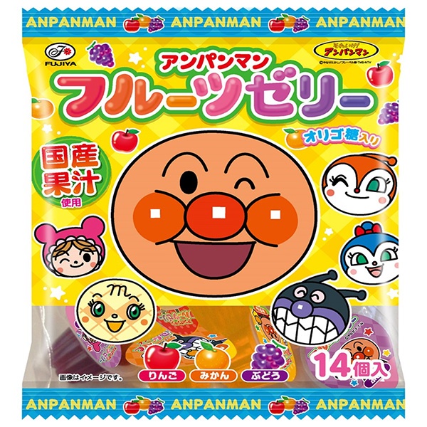 不二家 アンパンマン フルーツゼリー 14個×18袋入|お菓子 ゼリー りんご みかん ぶどう