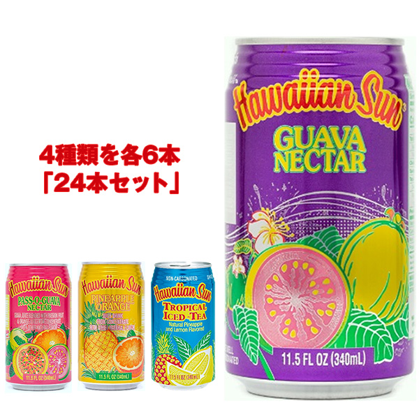 リードオフジャパン ハワイアンサン 4種アソートパック 340ml缶×24本入×(2ケース)|詰め合わせ 果実飲料 果汁 紅茶 お試し