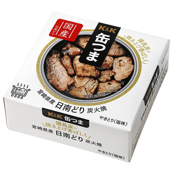 国分 K&K 缶つま 宮崎県産 日南どり炭火焼 45g×6個入 メーカー 問屋直送|缶詰 つまみ おかず 焼き鳥 やきとり