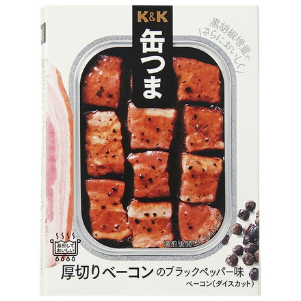 国分 K&K 缶つま 厚切りベーコンのブラックペッパー味 105g×6個入 メーカー 問屋直送|おつまみ 缶詰