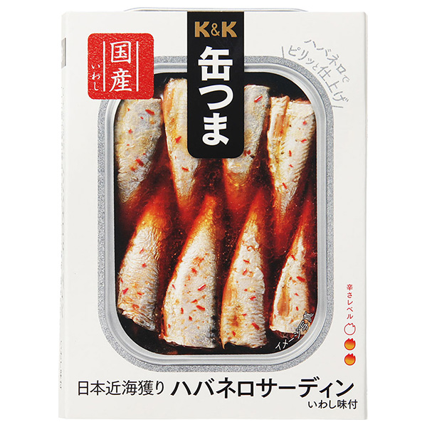 メーカー/問屋直送品・代引不可】国分 K&K 缶つま 日本近海獲り ハバネロサーディン 105g×6個入| いわし 缶詰 イワシ 缶詰め おつまみ