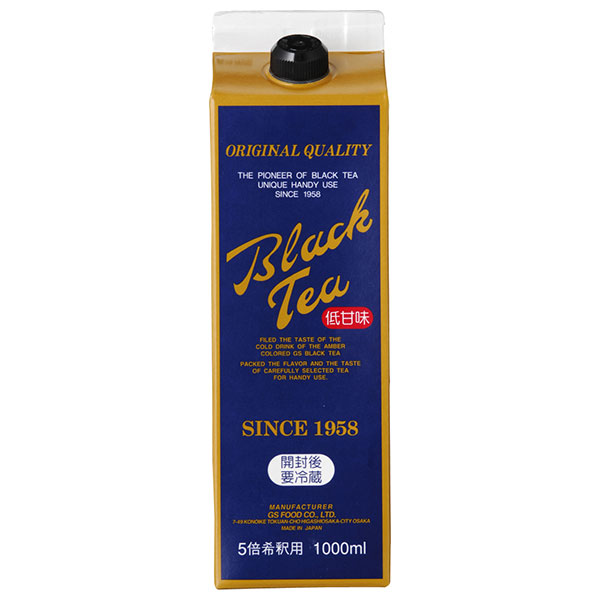 ジーエスフード GS ブラックティーL 低甘味 1000ml紙パック×12本入|紅茶 ブラックティー 希釈用 低甘味
