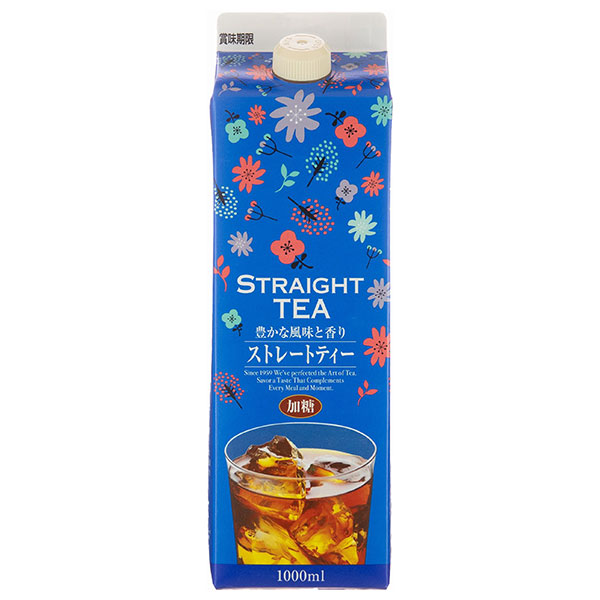 ジーエスフード GS ストレートティー 加糖 1000ml紙パック×12本入|紅茶 ストレート 加糖 セイロン茶葉