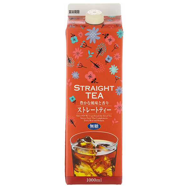 ジーエスフード GS ストレートティー 無糖 1000ml紙パック×12本入|紅茶 ストレート 無糖 セイロン茶葉