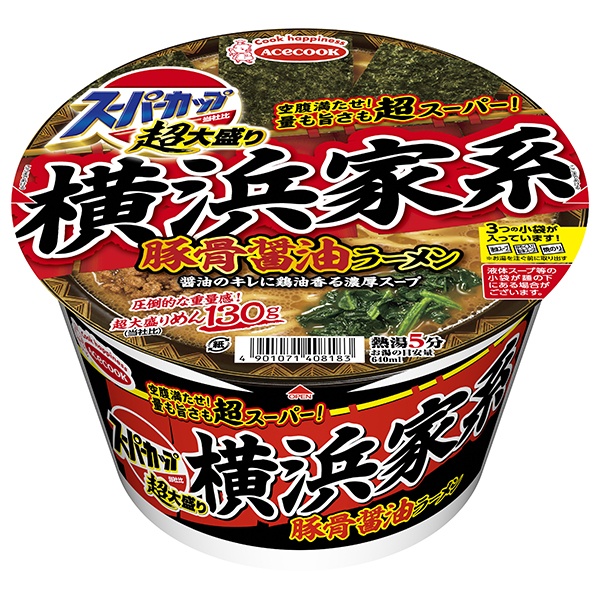 エースコック 超大盛りスーパーカップ 横浜家系豚骨醤油ラーメン 170g×12個入|インスタント食品 即席 カップ麺 豚骨醤油 ラーメン